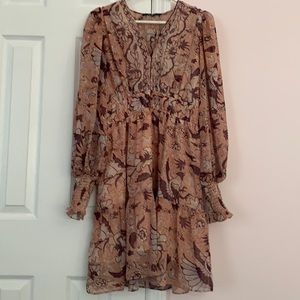 Gold Shimmer Floral Dress